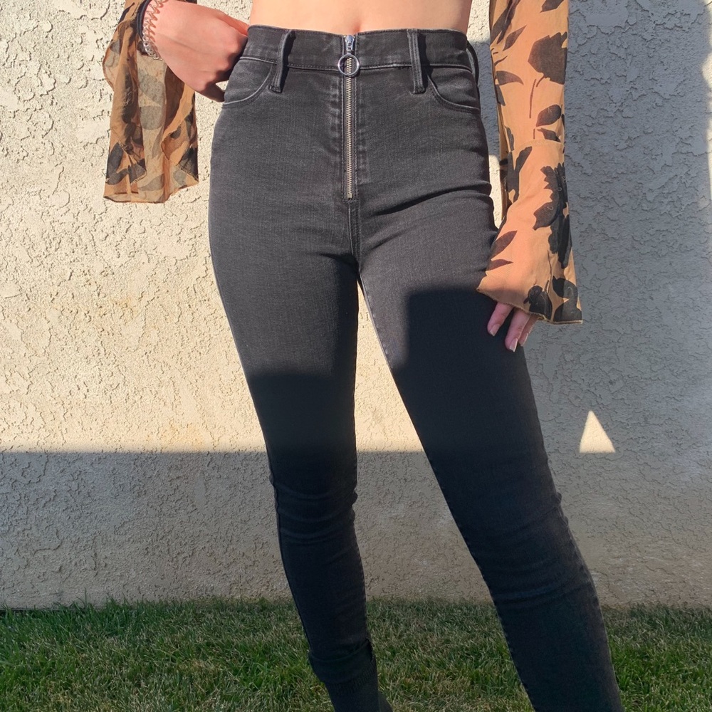 Black hoop zip PacSun jeans